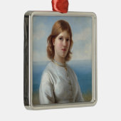 聖餐式に白い絹のドレスを着た少女 メタルオーナメント (右)