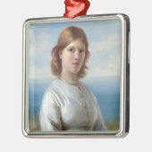 聖餐式に白い絹のドレスを着た少女 メタルオーナメント (左)