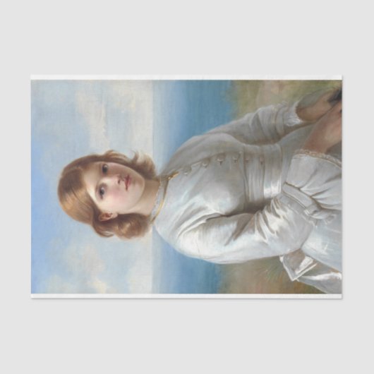 聖餐式に白い絹のドレスを着た少女 薄葉紙 (正面)