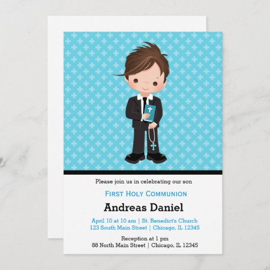 聖餐式の少年 招待状 (正面/裏面)