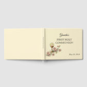 聖餐式の最初の聖餐式のホストピンクの花 ゲストブック (全面)