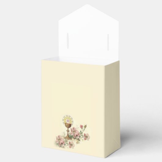 聖餐式の最初の聖餐式のホストピンクの花 フェイバーボックス (オープン)