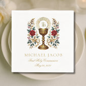 聖餐式の最初の聖餐式の司会バラ スタンダードカクテルナプキン