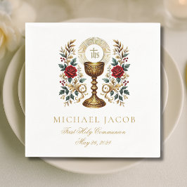 聖餐式の最初の聖餐式の司会バラ スタンダードカクテルナプキン