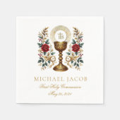 聖餐式の最初の聖餐式の司会バラ スタンダードカクテルナプキン (正面)