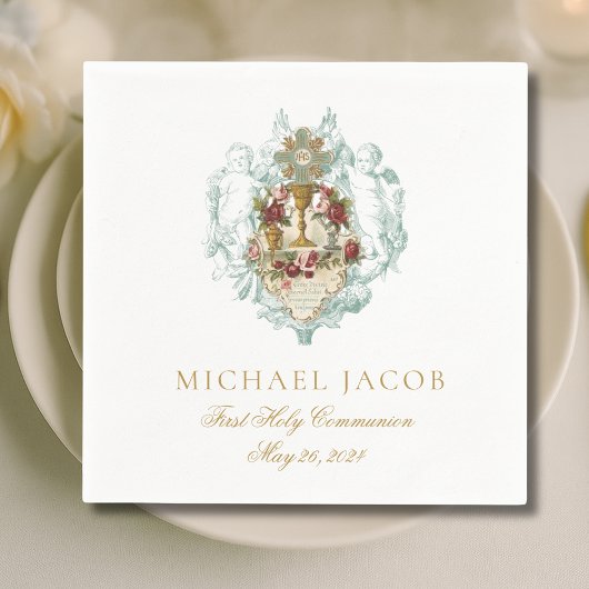 聖餐式の最初の聖餐式の司会 スタンダードカクテルナプキン