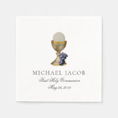 聖餐式の最初の聖餐式の司祭ぶどう スタンダードカクテルナプキン (正面)