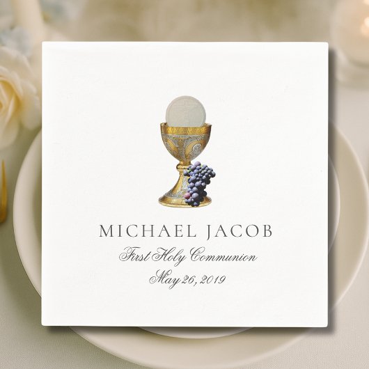 聖餐式の最初の聖餐式の司祭ぶどう スタンダードカクテルナプキン