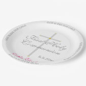 聖餐式の最初の聖餐式の女の子の名前シルバークロス ペーパープレート (アングル)