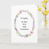 聖餐式の最初の聖餐式は宗教上の願いを込めて カード (黄色い花)