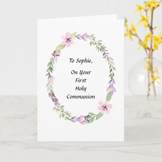 聖餐式の最初の聖餐式は宗教上の願いを込めて カード (黄色い花)