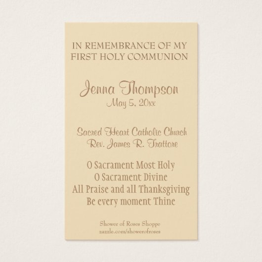 聖餐式の最初の聖餐式マリア祈りの言葉聖式カード (裏面)