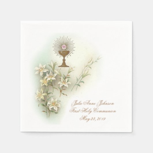 聖餐式の最初の聖餐式 スタンダードカクテルナプキン (正面)