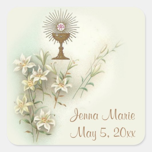 聖餐式の最初の花 スクエアシール (正面)