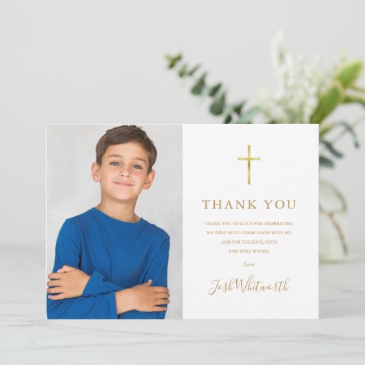 聖餐式の最初の金ゴールド署名写真 サンキューカード (スタンド正面)