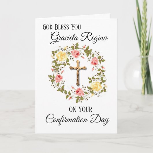 聖餐式の確認十字架フローラリース シーズンカード (正面)