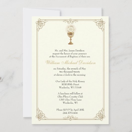 聖餐式の第一聖餐式 招待状 (正面)