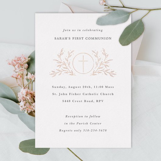 聖餐式の第一聖餐式 箔招待状