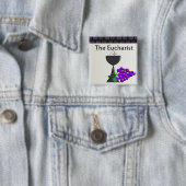 聖餐式の聖餐杯およびブドウのデザイン 缶バッジ (インサイチュ)