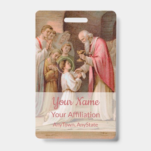 聖餐式を受け取った聖タルシウス(BL 02) バッジ (正面)