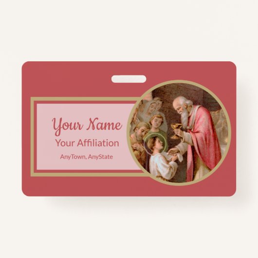 聖餐式を受け取った聖タルシウス(BL 02) バッジ (正面)