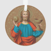 聖餐式を持ち上げるイエス(SNV 050) オーナメント (裏面)
