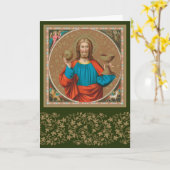 聖餐式を持ち上げるイエス(SNV 050) カード (黄色い花)