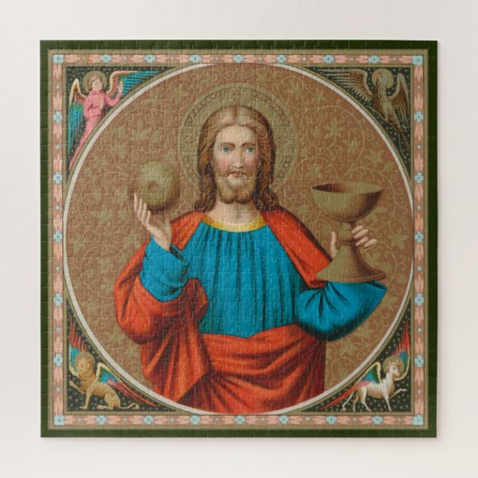 聖餐式を持ち上げるイエス(SNV 050) ジグソーパズル (縦)