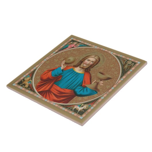 聖餐式を持ち上げるイエス(SNV 050) タイル (側面)