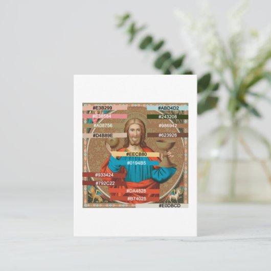 聖餐式を持ち上げるイエス(SNV 050) ポストカード (スタンド正面)