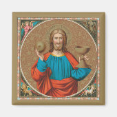 聖餐式を持ち上げるイエス(SNV 050) マグネット (正面)