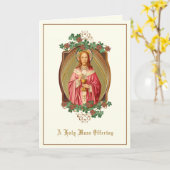 聖餐式を持つイエスを供えるカトリック教徒のミサ カード (黄色い花)