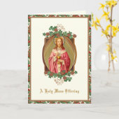 聖餐式を持つイエスを供えるカトリック教徒のミサ カード (黄色い花)