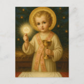 聖餐式クリスマス神聖カードを持つキリストの子供 ポストカード (正面)