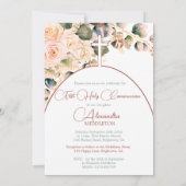 聖餐式バラソフトピンク宗教十字架 招待状 (裏面)