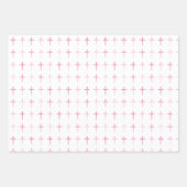 聖餐式ピンククロスハートとドット ラッピングペーパーシート (正面)