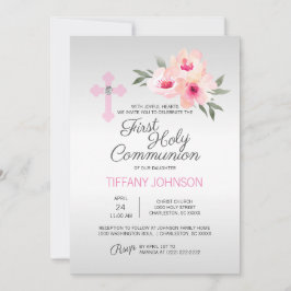 聖餐式フローラピンククロスガール+詩 招待状