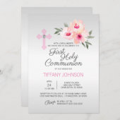 聖餐式フローラピンククロスガール+詩 招待状 (正面/裏面)