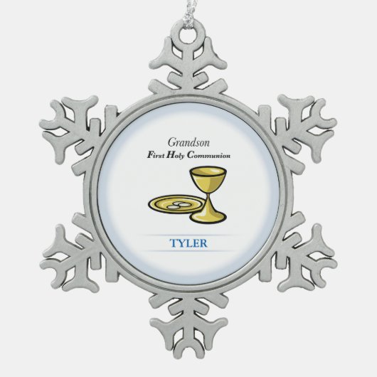 聖餐式体と血孫 スノーフレークピューターオーナメント (正面)