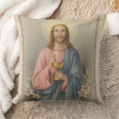 聖餐式及び聖餐杯を保持しているイエス・キリスト クッション (ブランケット)