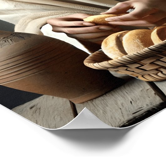 聖餐式：イエスが聖なるパンを破る ポスター (角)