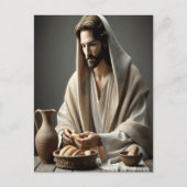 聖餐式：イエスが聖なるパンを破る ポストカード (正面)