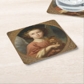 聖餐杯のクリスマスの天使 スクエアペーパーコースター (アングル)