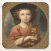 聖餐杯のクリスマスの天使 スクエアペーパーコースター (正面)