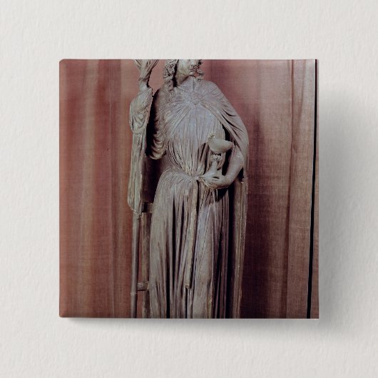 聖餐杯を保持する教会の寓話的な姿 缶バッジ (正面)