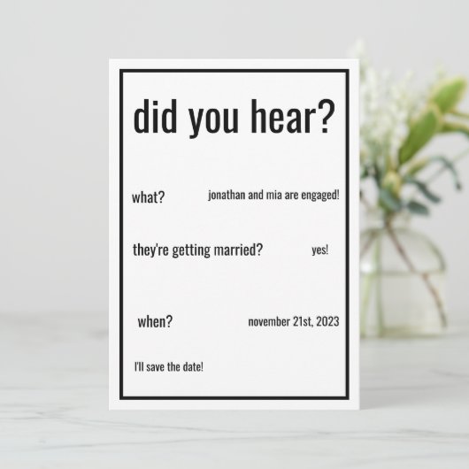 聞いた？カスタム詳細を追加ミニマル結婚した 招待状 (スタンド正面)