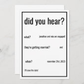 聞いた？カスタム詳細を追加ミニマル結婚した 招待状 (正面/裏面)