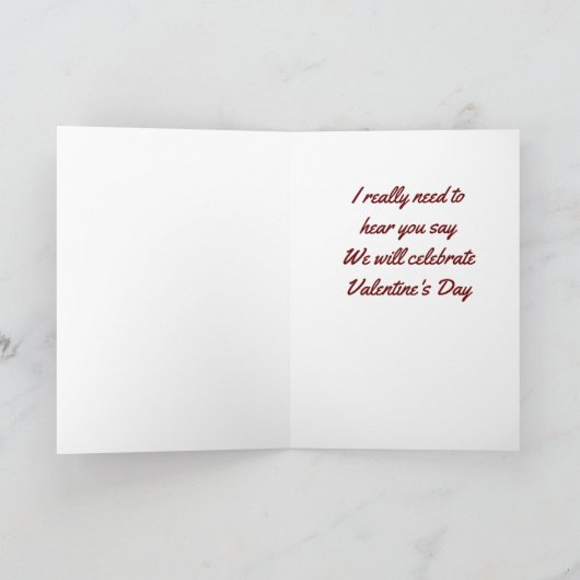 **聞いてください** バレンタインデーをお祝いしましょう カード (内部)
