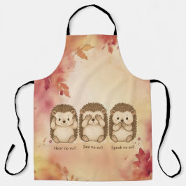 聞いて見て話も悪いかわいいハリネズミ エプロン