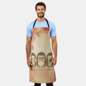 聞いて見て話も悪いかわいいハリネズミ エプロン (着用した状態)